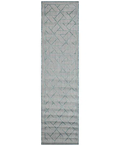 Liora Manne Carmel Pyramid 1'11"x7'6" Runner Area Rug In Aqua