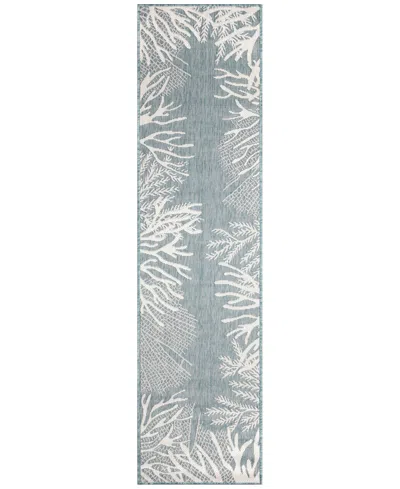 Liora Manne Carmel Reef Border 1'11"x7'6" Runner Area Rug In Aqua