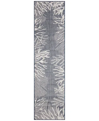 Liora Manne Carmel Reef Border 1'11"x7'6" Runner Area Rug In Navy