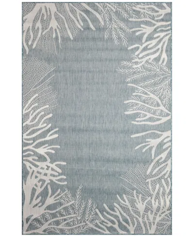 Liora Manne Carmel Reef Border 3'3"x4'11" Area Rug In Aqua