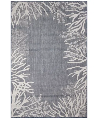 Liora Manne Carmel Reef Border 7'10"x9'10" Area Rug In Navy