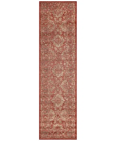 Liora Manne Carmel Vintage Floral 1'11"x7'6" Runner Area Rug In Paprika