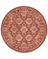Liora Manne Carmel Vintage Floral 7'10"x7'10" Round Area Rug In Paprika