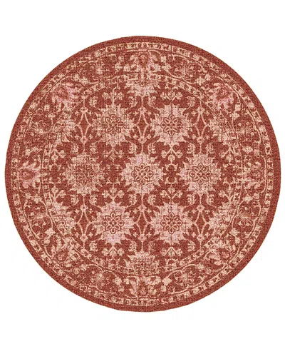Liora Manne Carmel Vintage Floral 7'10"x7'10" Round Area Rug In Paprika