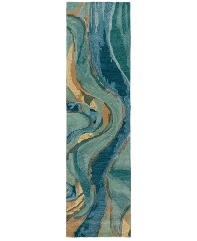 Liora Manne Corsica Panorama 2' X 7'6" Runner Area Rug In Blue