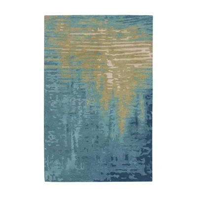 Liora Manne Corsica Reflection Hand Tufted Wool Area Rug In Blue