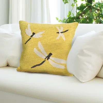 Liora Manne Dragonfly Square Pillow Cover & Insert In Yellow