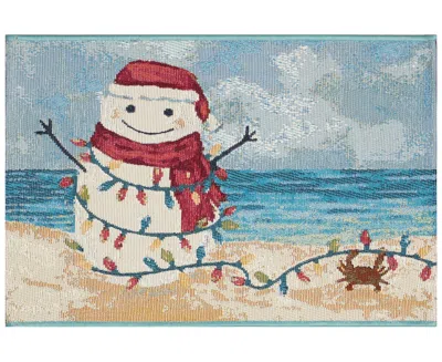 Liora Manne Esencia Beach Snowman 2'5"x3'11" Area Rug In Ocean