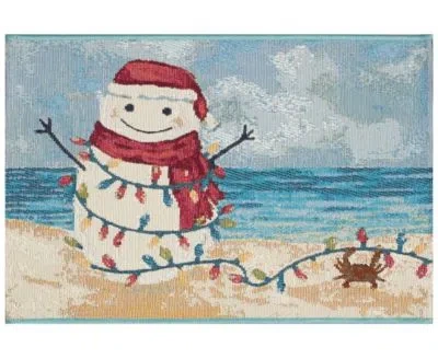 Liora Manne Esencia Beach Snowman Rug Collection In Ocean