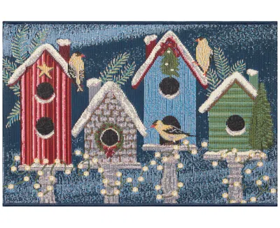 Liora Manne Esencia Birdhouse Holiday 2'5"x3'11" Area Rug In Navy