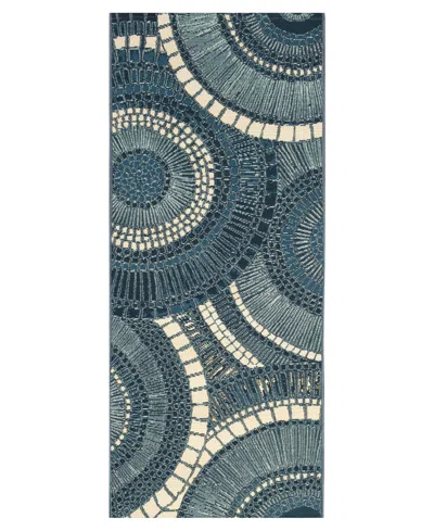 Liora Manne Esencia Circles 1'11"x4'11" Runner Area Rug In Blue,ivory