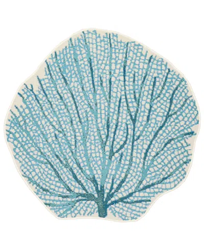 Liora Manne Esencia Coral Fan 3'3"x3'3" Novelty Area Rug In Aqua