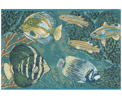 Liora Manne Esencia Fish 2'5"x3'11" Area Rug In Aqua