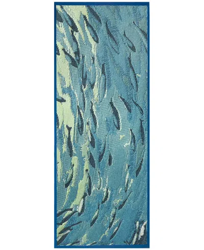 Liora Manne Esencia Fish To Go Blue 1'11"x4'11" Runner Area Rug