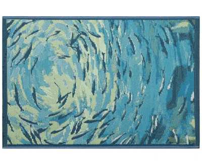 Liora Manne Esencia Fish To Go Blue 2'x2'10" Area Rug