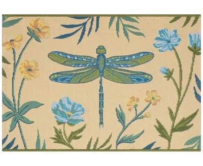 Liora Manne Esencia Floral Dragonfly 1'11"x4'11" Runner Area Rug In Blue