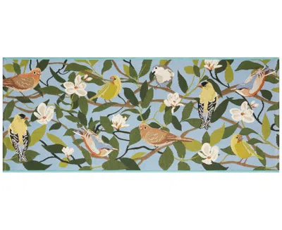 Liora Manne Esencia Floral Finches 1'11"x4'11" Runner Area Rug In Blue