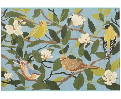 Liora Manne Esencia Floral Finches 2'5"x3'11" Area Rug In Blue