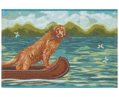 Liora Manne Esencia Lake Dog 2'x2'10" Area Rug In Green