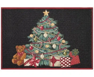 Liora Manne Esencia Oh Christmas Tree Rug Collection In Black