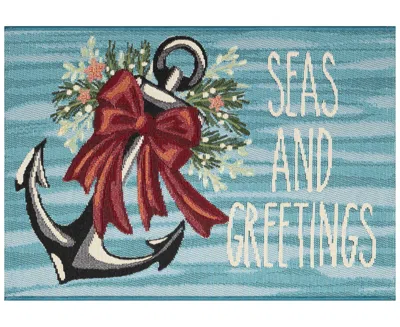 Liora Manne Esencia Seas And Greetings 2'5"x3'11" Area Rug In Ocean