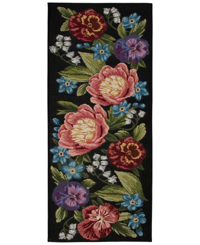 Liora Manne Esencia Secret Garden 1'11"x4'11" Runner Area Rug In Black