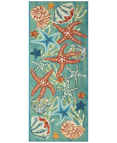 Liora Manne Esencia Starfish Song 1'11"x4'11" Runner Area Rug In Aqua