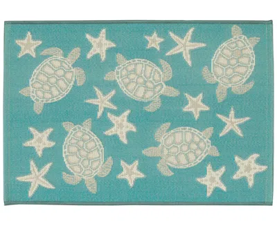 Liora Manne Esencia Turtle And Stars 2'x2'10" Area Rug In Aqua