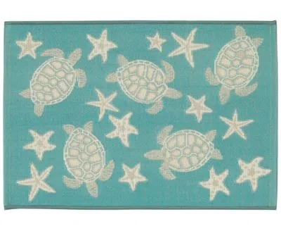 Liora Manne Esencia Turtle Stars Rug Collection In Aqua