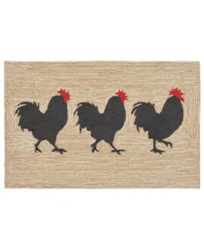 Liora Manne Front Porch Indoor Outdoor Roosters Neutral Area Rugs In Brown
