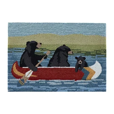 Liora Manne Frontporch Are We Bear Yet? Hand Tufted Washable Indoor Outdoor Rectangular Accent Rug In Multi