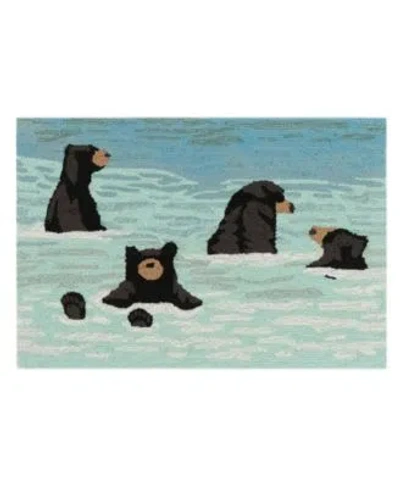 Liora Manne Frontporch Bathing Bears Area Rug In Blue