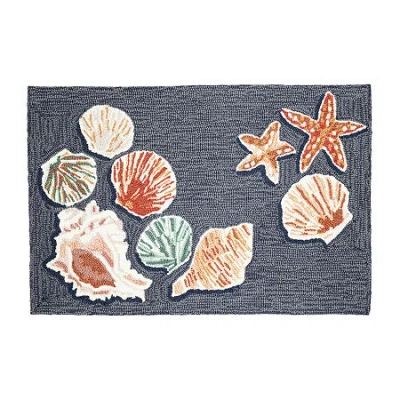 Liora Manne Frontporch Beachcomber Hand Tufted Washable Indoor Outdoor Rectangular Accent Rug In Blue