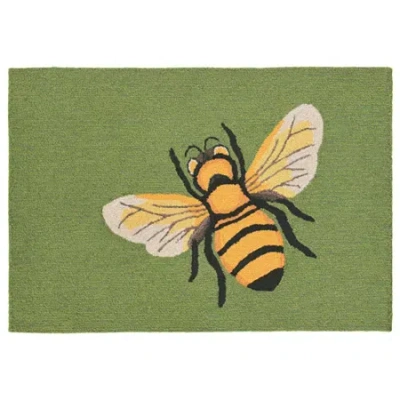 Liora Manne Frontporch Bee Animal Hand Tufted Indoor Outdoor Rectangular Accent Rug In Green