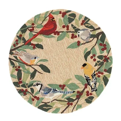 Liora Manne Frontporch Bird Border Hand Tufted Washable Indoor Outdoor Rectangular Accent Rug In Multi