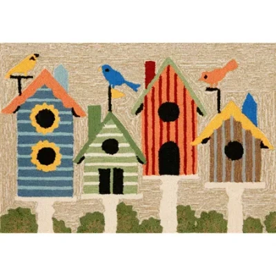 Liora Manne Frontporch Birdhouses Hand Tufted Indoor Outdoor Rectangular Accent Rug In Multi