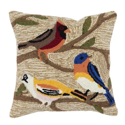 Liora Manne Frontporch Birds Indoor/outdoor Brown/beige Square Throw Cushion Cover