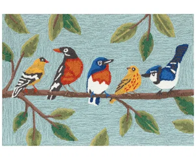 Liora Manne Frontporch Birds On A Branch 1'8"x2'6" Area Rug In Blue