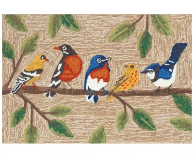 Liora Manne Frontporch Birds On A Branch 2'x3' Area Rug In Tan