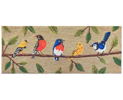 Liora Manne Frontporch Birds On A Branch 2'x5' Runner Area Rug In Tan