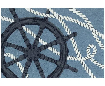 Liora Manne Frontporch Captain's Wheel 1'8"x2'6" Area Rug In Mist
