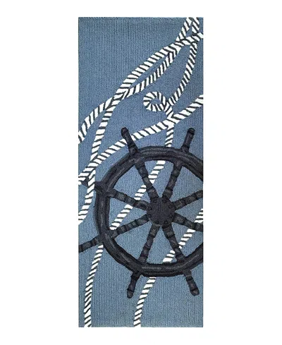 Liora Manne Frontporch Captain's Wheel Runner Area Rug, 2' X 5' In Mist