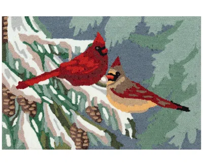 Liora Manne Frontporch Cardinal Christmas Day 2'6"x4' Area Rug In Multi