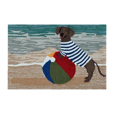 Liora Manne Frontporch Coastal Dog Hand Tufted Washable Indoor Outdoor Rectangular Accent Rug In Multi