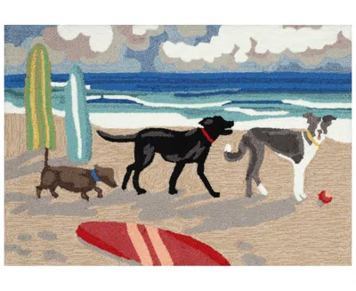 Liora Manne Frontporch Dog Beach 2'6"x4' Area Rug In Blue
