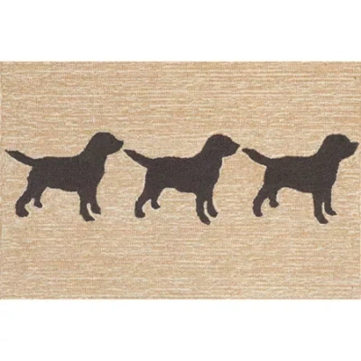 Liora Manne Frontporch Doggies Animal Hand Tufted Indoor Outdoor Rectangular Accent Rug In Brown