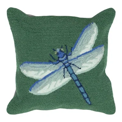 Liora Manne Frontporch Dragonfly Indoor/outdoor Pillow Green 18" X 18"