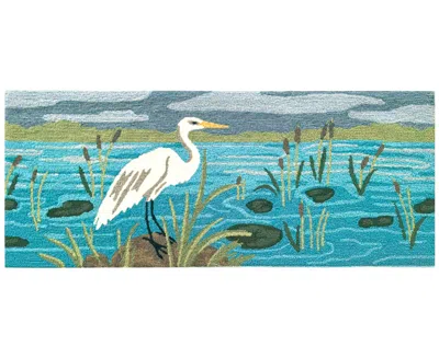 Liora Manne Frontporch Egret 2'x5' Runner Area Rug In Aqua