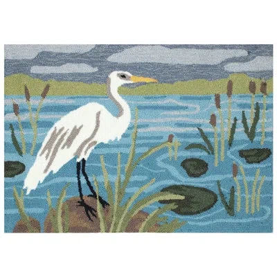Liora Manne Frontporch Egret Indoor/outdoor Kitchen Rug In Blue