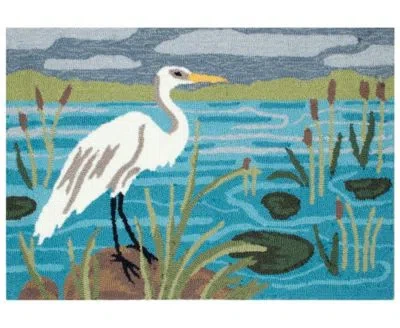 Liora Manne Frontporch Egret Rug Collection In Aqua